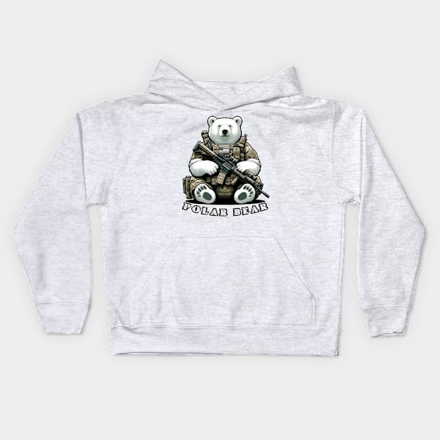 Tactical Polar Bear Kids Hoodie by Rawlifegraphic